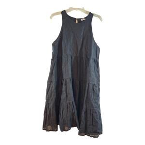 Civico 51 100% linen black dress sz large sleeveless tiered made in Italy